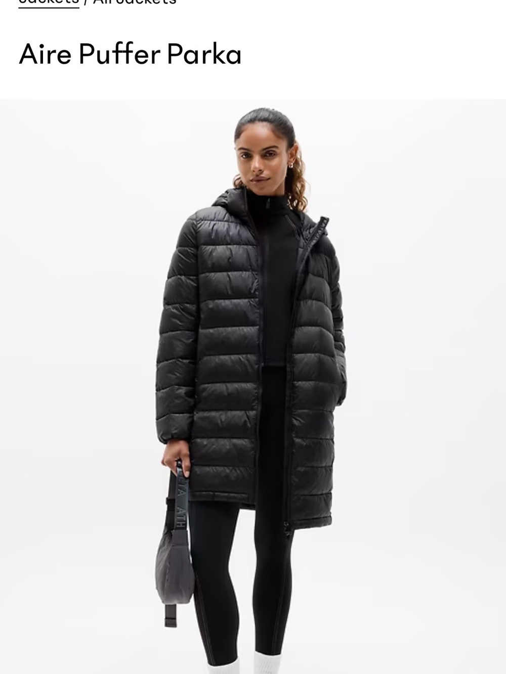 Athleta Black Aire Puffer Parka size XS